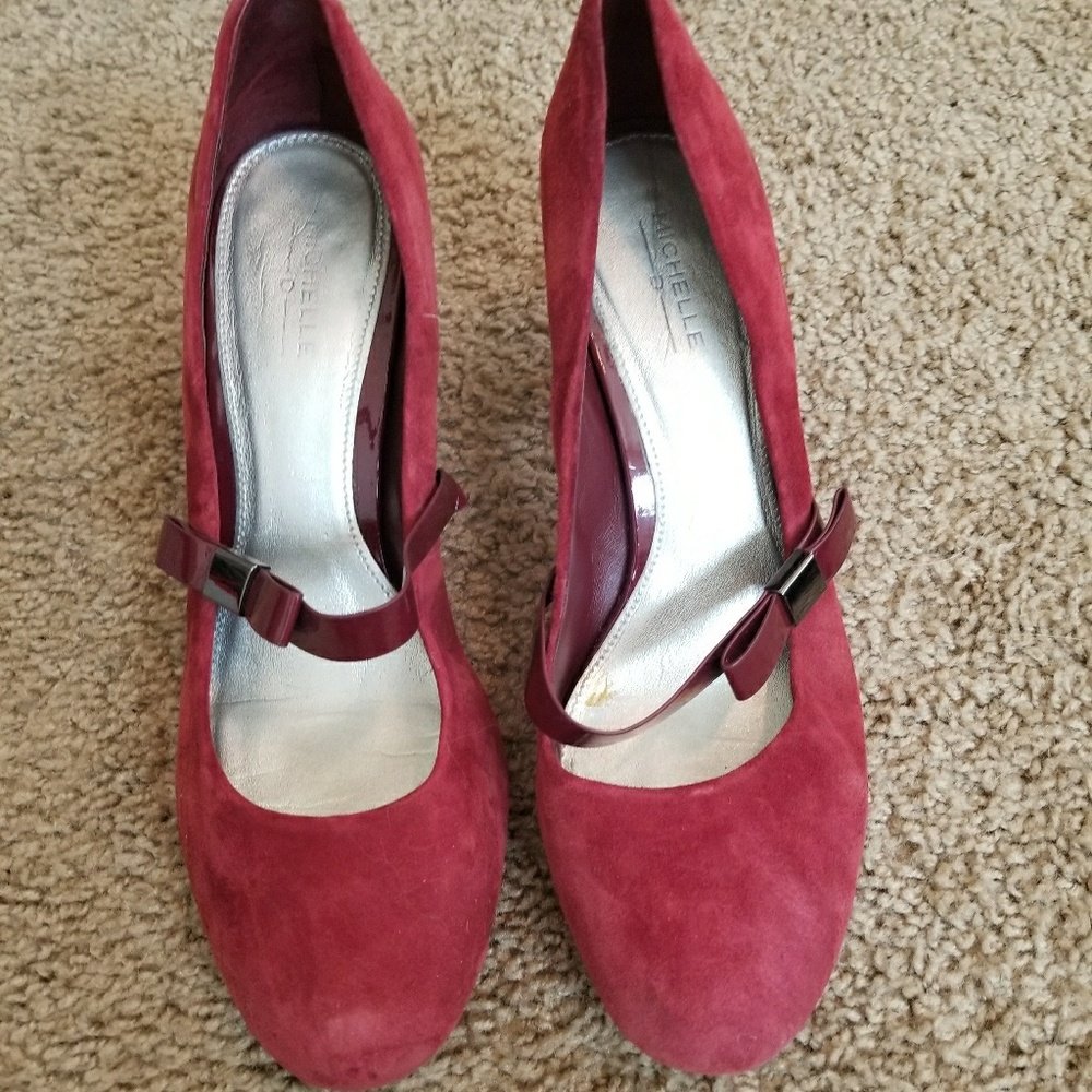 Suede Mary Jane heels